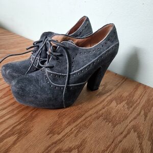 MIZ MOOZ LANCE BLUE SUEDE OXFORD HEELS
